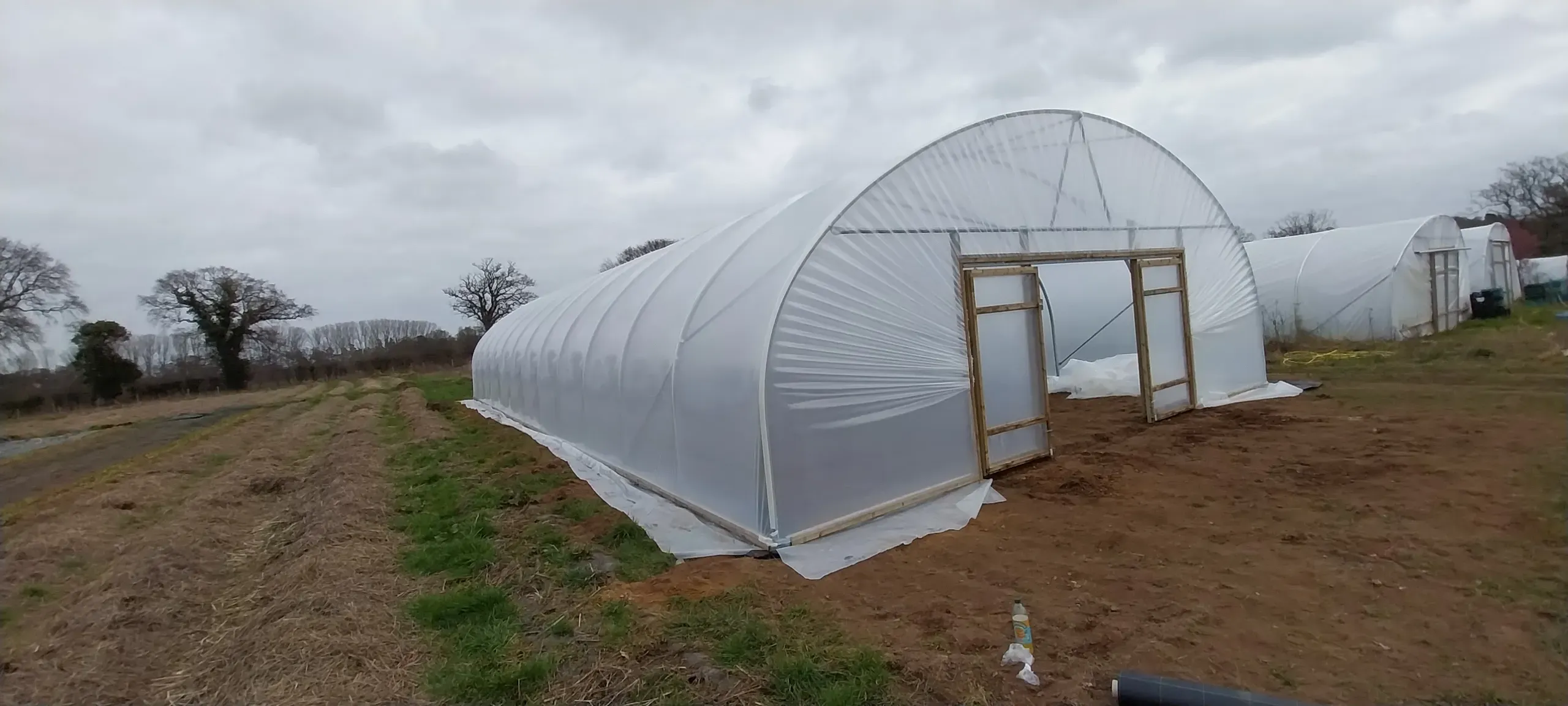 Polytunnel structure detail in Eaton
